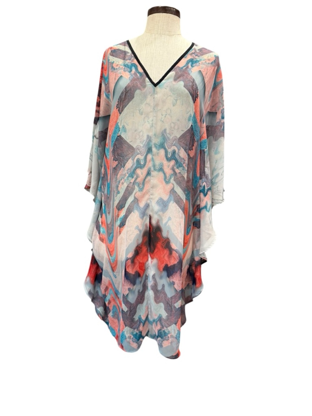 Hunter Bell colorful kaftan beach coverup